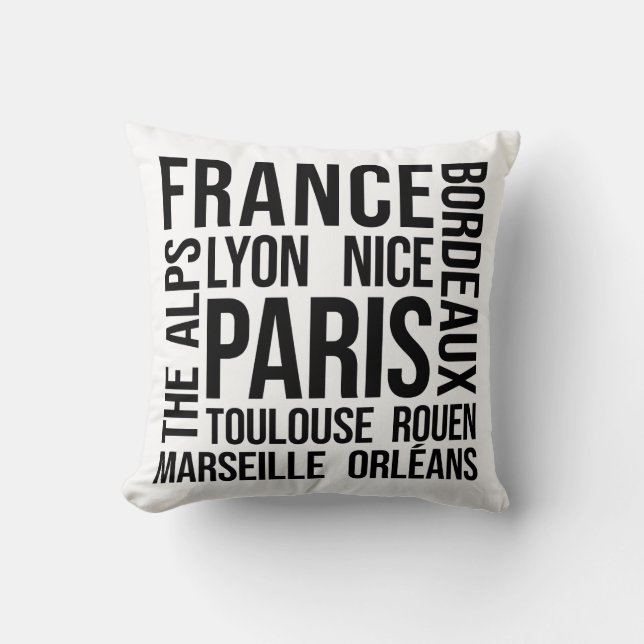 Frankrike Cities Ord Art - Paris Travel Kudde (Framsida)