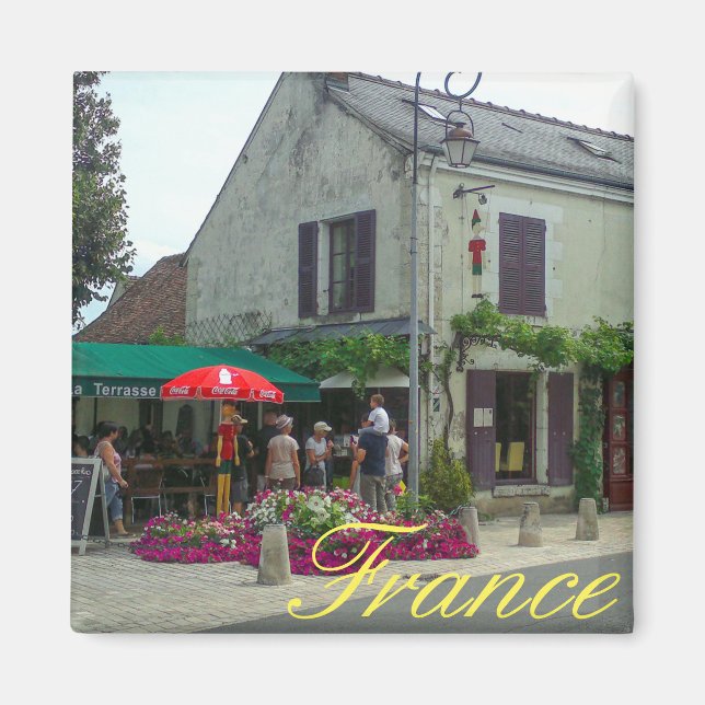 Frankrike Cityscape Street Restaurant Cafe View Magnet (Framsidan)