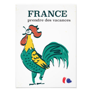Frankrike cockerel vintage resor poster