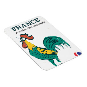 Frankrike cockerel vintage resor poster magnet