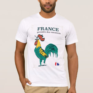 Frankrike cockerel vintage resor poster tee