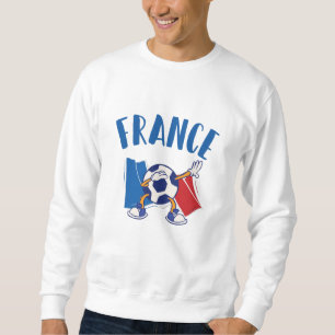 Frankrike Dabbing Soccer Ball Flagga Lång Ärmad Tröja