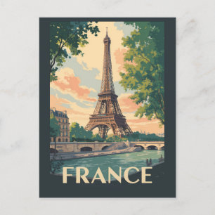 Frankrike Eiffel Torn Travel Art Vintage Vykort