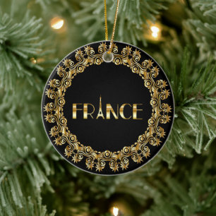 Frankrike, elegant guld utformning, julgransprydnad keramik