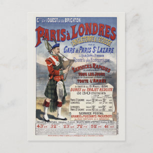 Frankrike England Vintage Railroad Travel Poster 1 Vykort