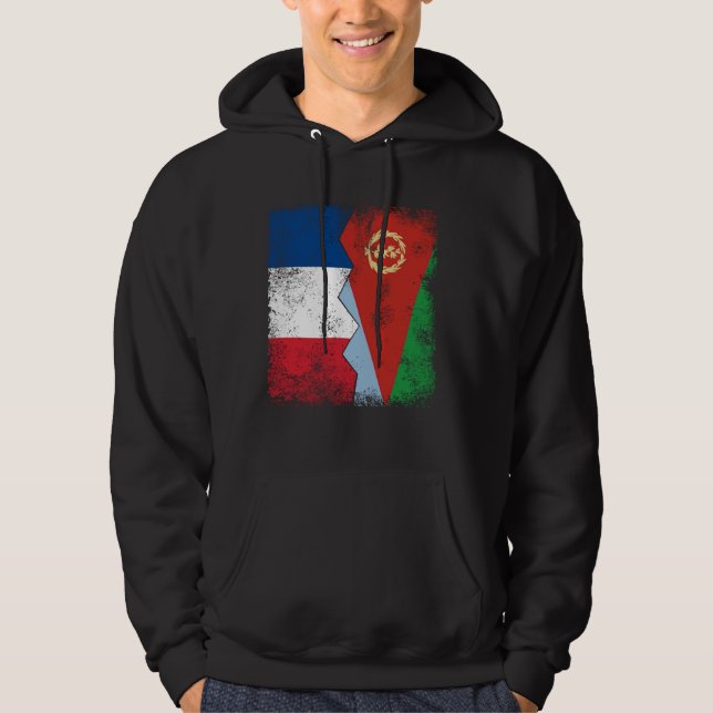 Frankrike Eritrea Flaggor Halereritrean Fransk Roo Hoodie (Framsida)