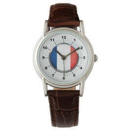 Frankrike F Classic Brown Leather Strap Watch Armbandsur