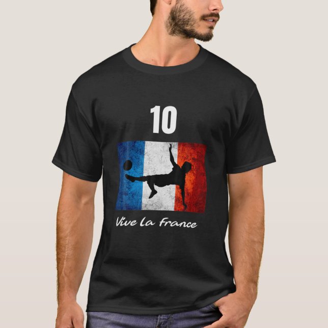 Frankrike Flagga Distress Ocer Vive La Frankrike M T Shirt (Framsida)