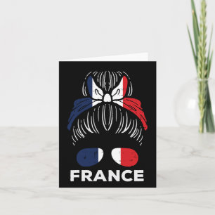 Frankrike Flagga Fransk Girl Hairbun Football Socc Kort