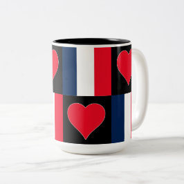 Frankrike Flagga Heart Mönster Patriotic Fransk Pr Två-Tonad Mugg