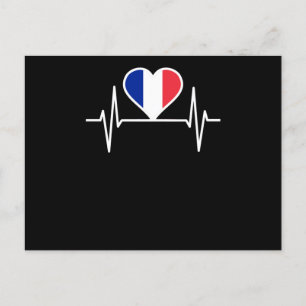 Frankrike Flagga Heartslag Vykort