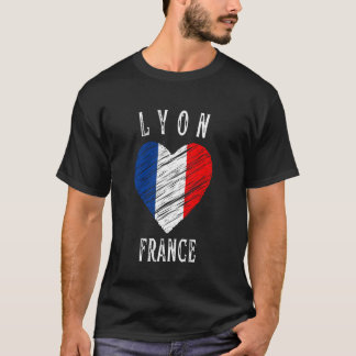 Frankrike Flagga Hjärta Lyon Stad T Shirt