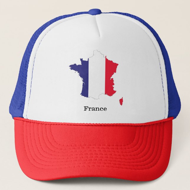 Frankrike Flagga i Karta Souvenir Design Keps (Framsida)