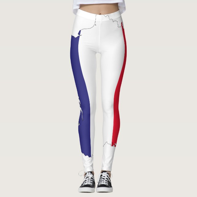 Frankrike Flagga i Karta Souvenir Design Leggings (Framsida)