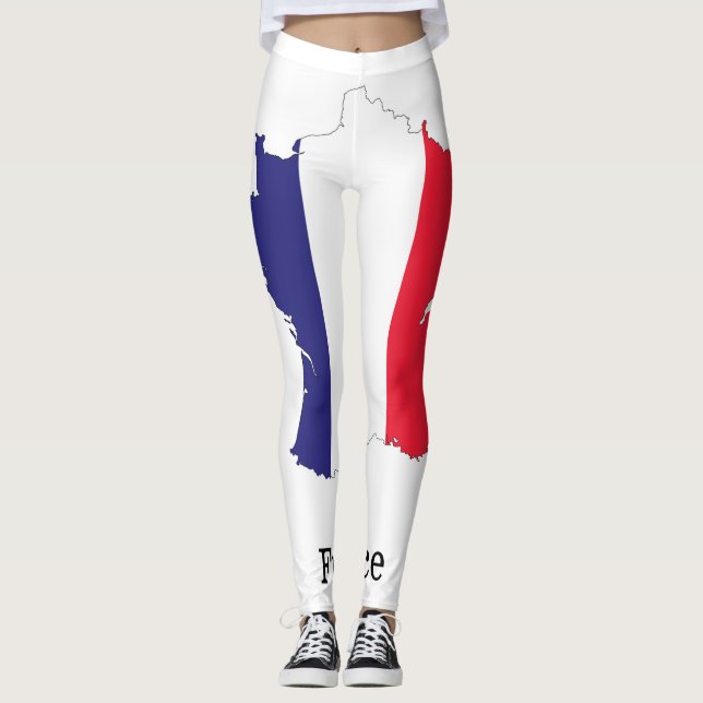 Frankrike Flagga i Karta Souvenir Design Leggings (Framsida)