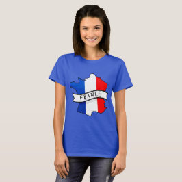 Frankrike Flagga Karta Patriotisk Fransk Stolthet T Shirt