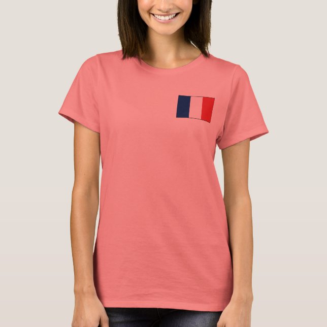 Frankrike Flagga + Karta T-Shirt (Framsida)