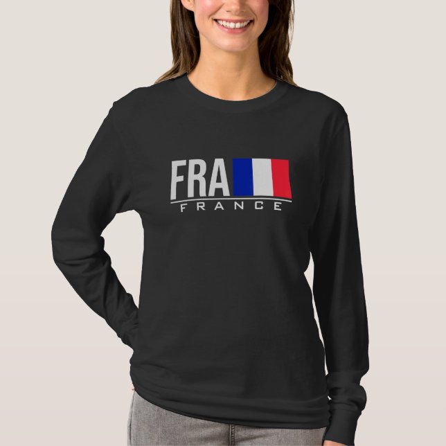 Frankrike Flagga Land-kod för Internationell T Shirt (Framsida)