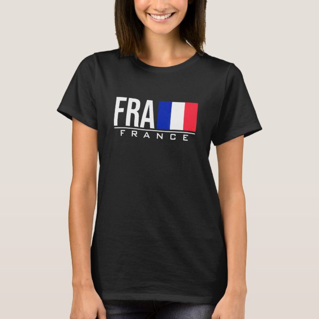 Frankrike Flagga Land-kod för Internationell T Shirt (Framsida)