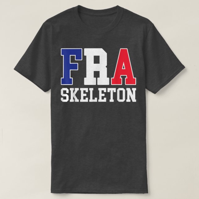 Frankrike Flagga Musher Fransk FRA Skeleton  T Shirt (Design framsida)