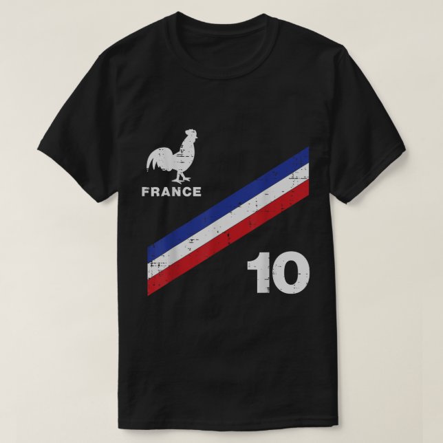 Frankrike Flagga nummer 10 Fotbolls-Fläkt-Manar kv T Shirt (Design framsida)