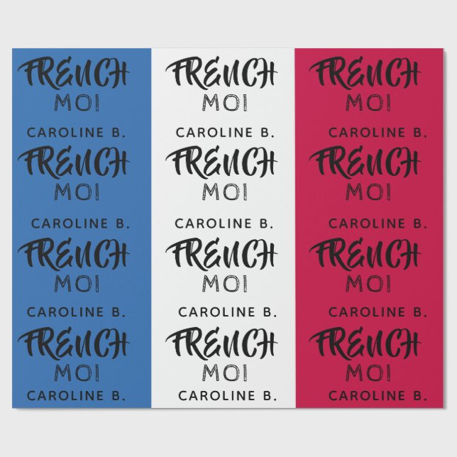 Frankrike-flagga och monogram presentpapper (Platt)