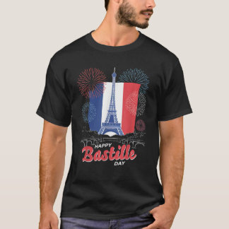 Frankrike Flagga Paris 14 juli Fireworks Bastille  T Shirt