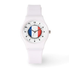Frankrike Flagga Sporty White Silicon Watch Armbandsur