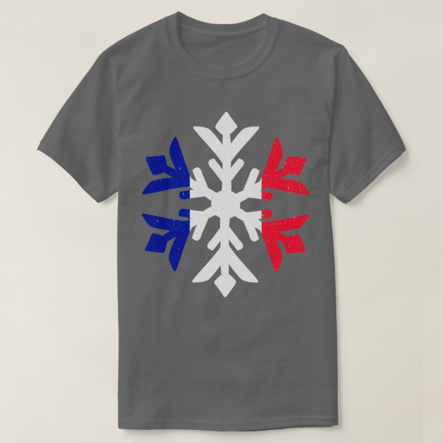 Frankrike Flagga Winter Snowflake Design T Shirt (Design framsida)