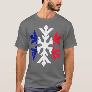Frankrike Flagga Winter Snowflake Design T Shirt