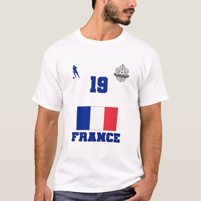 Frankrike Football Soccer Team #19 T-Shirt (Framsida)