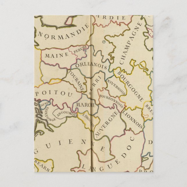 Frankrike, förnödenheter och gränser vykort (Framsida)