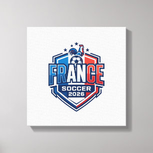 Frankrike Fotboll 2026 Fotboll Fet Land Typografi Canvastryck