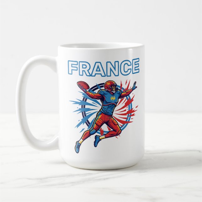 Frankrike Fotboll Dynamisk Quarterback Patriotisk  Kaffemugg (Vänster)