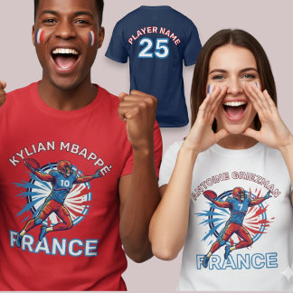 Frankrike Fotboll Dynamisk Quarterback Patriotisk  T Shirt