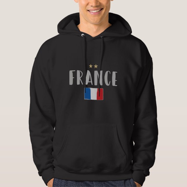 Frankrike Fotboll Fläkt Shirt Fransk Flagga Hoodie (Framsida)