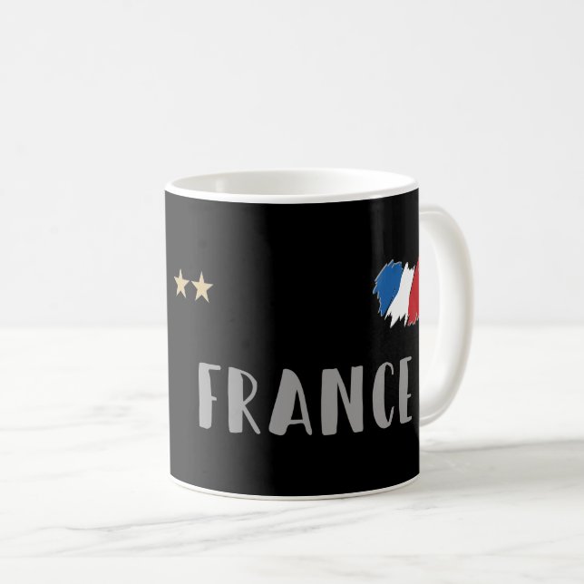 Frankrike Fotboll Fläkt Shirt Fransk Flagga Kaffemugg (Framsida höger)