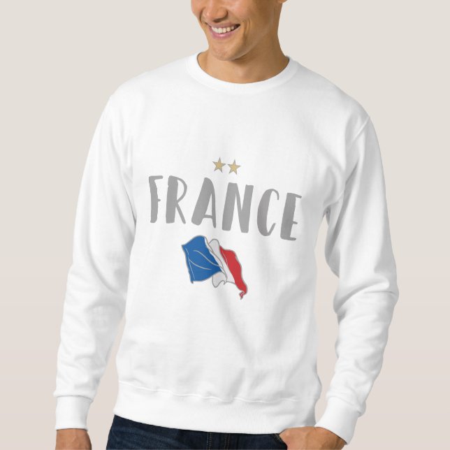 Frankrike Fotboll Fläkt Shirt Fransk Flagga Lång Ärmad Tröja (Framsida)