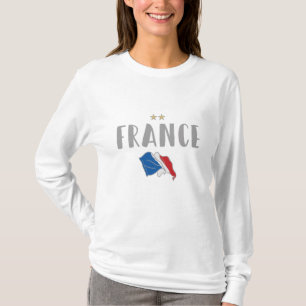 Frankrike Fotboll Fläkt Shirt Fransk Flagga T Shirt