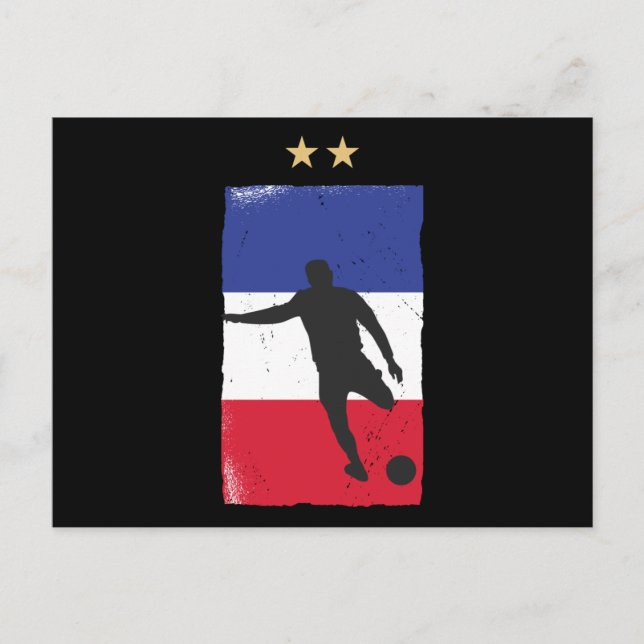 Frankrike Fotboll Fläkt Shirt Fransk Flagga Vykort (Framsida)