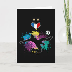 Frankrike Fotboll Fläkt Shirt med Heart Stänk Kort