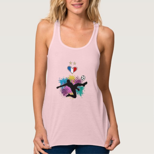 Frankrike Fotboll Fläkt Shirt med Heart Stänk Linne Med Racerback (Framsida)