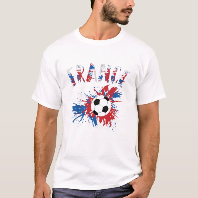 Frankrike Fotboll Grunge Flagga T Shirt (Framsida)