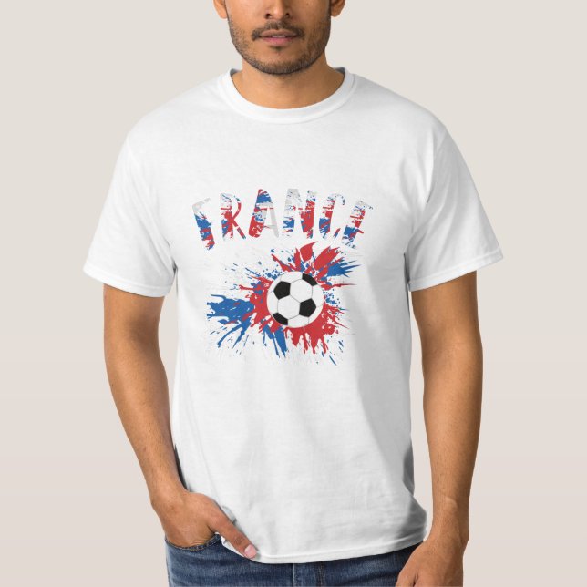 Frankrike Fotboll Grunge Flagga T Shirt (Framsida)