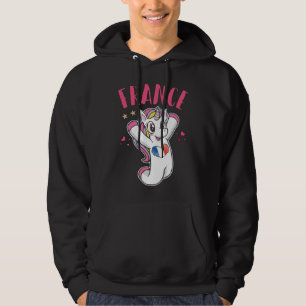 Frankrike Fotbollsfan Enhörning med hjärtaflagga Hoodie
