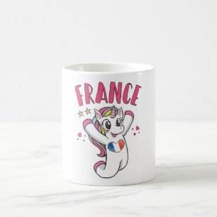 Frankrike Fotbollsfan Enhörning med hjärtaflagga Kaffemugg