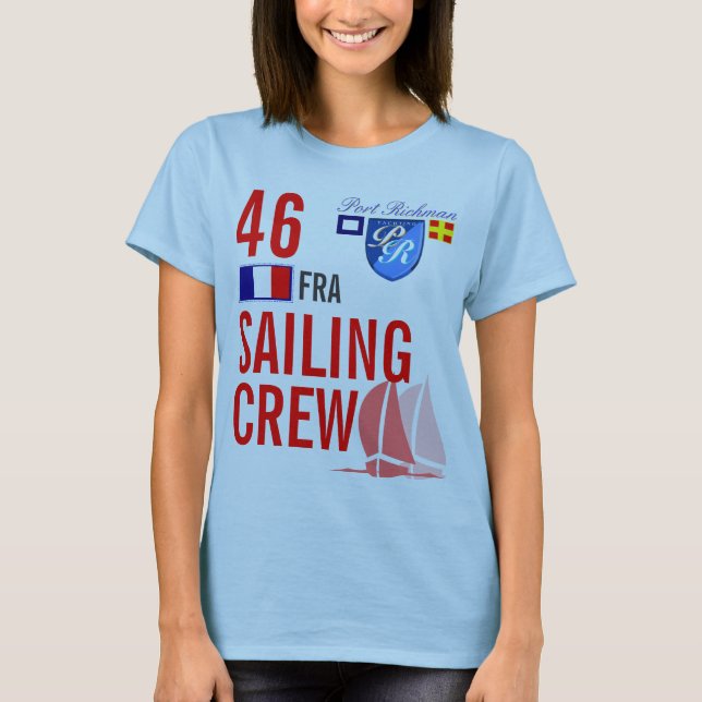 Frankrike FRA Sailing Crew Girly Nautical T-shirt (Framsida)