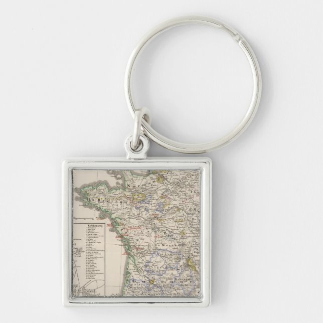 Frankrike från 1461 till 1610 fyrkantig silverfärgad nyckelring (Framsidan)