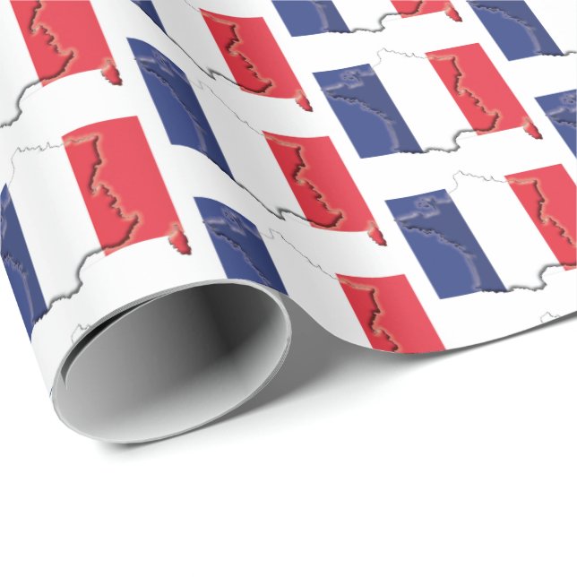 FRANKRIKE | Français | Flagga av fransk Papper rad Presentpapper (Rullad Hörn)