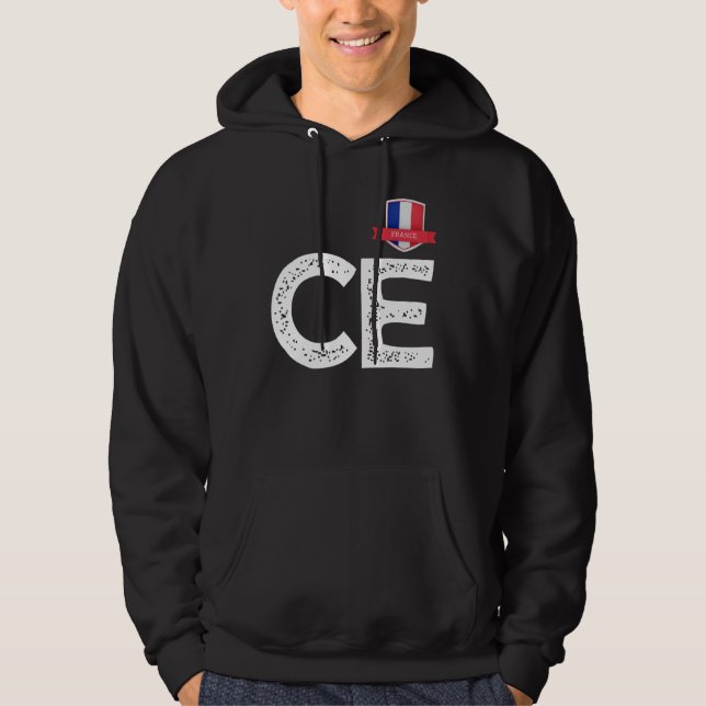 Frankrike Frankrike Human-Flagga Brev C och E Fran Hoodie (Framsida)